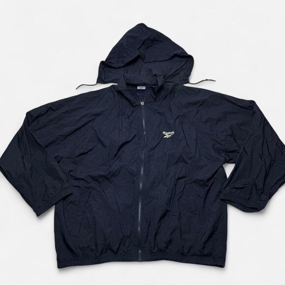 Reebok Other - Reebok Navy Windbreaker Jacket XL Vintage Hooded Full Zip